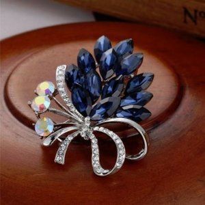 Blue Quartz  Silver Brooch